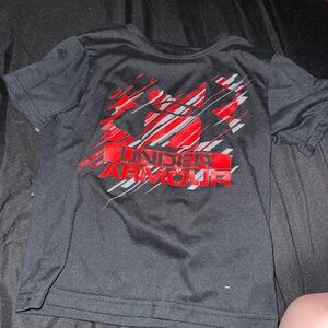 Under Armour Black Short Sleeve Tee with Red and Gray Graphic
